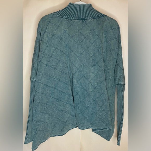 Free People Fp One Shiloh Quilted Sweatshirt Pullover Zip Oversized Ribbed Sz Lg - Picture 4 of 7